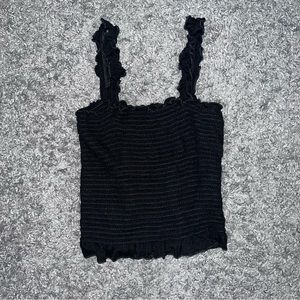 Women’s Black Ruffle Crop Top Size S